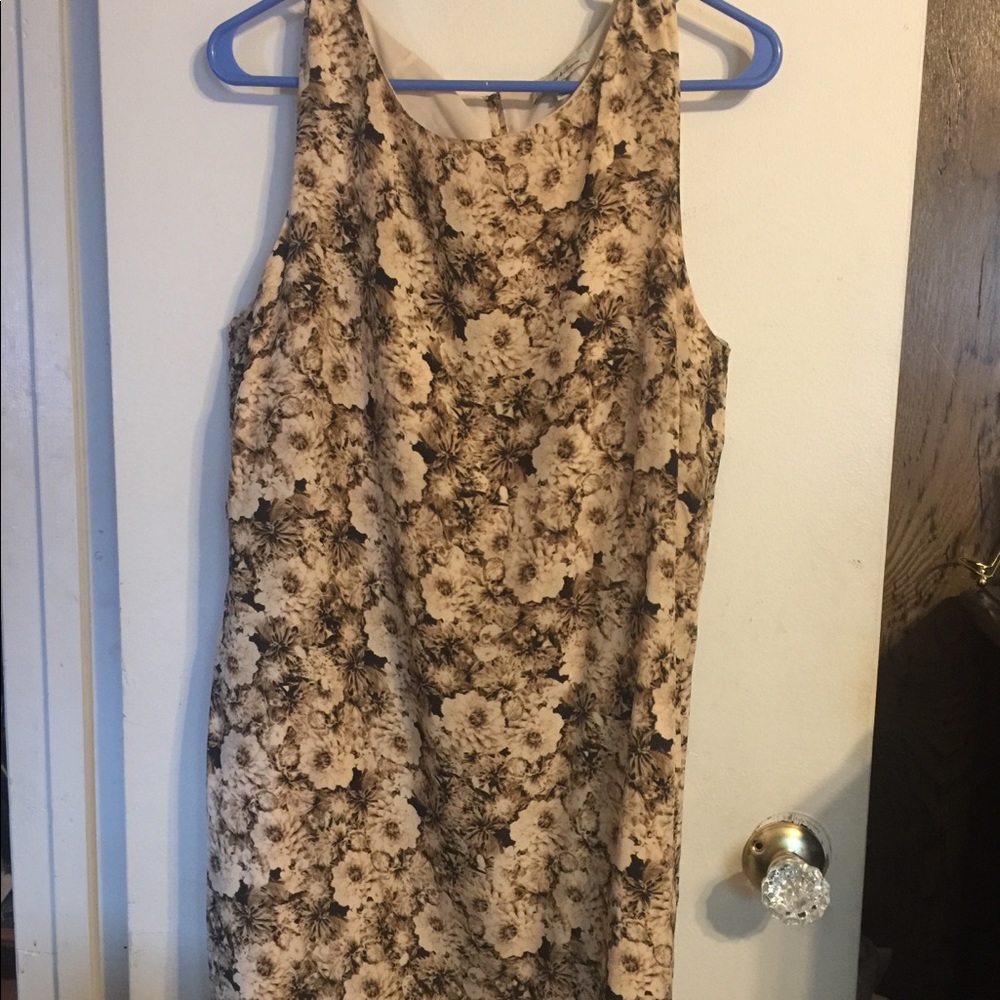Madewell brown floral silk Shift dress